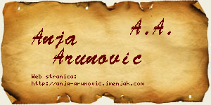 Anja Arunović vizit kartica